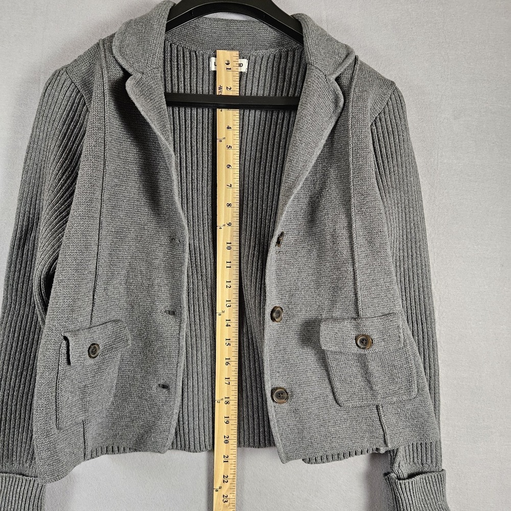 Lands End‎ Cardigan Blazer Ribbed Cotton Gray Petite M/P 10-12 - Picture 9 of 13